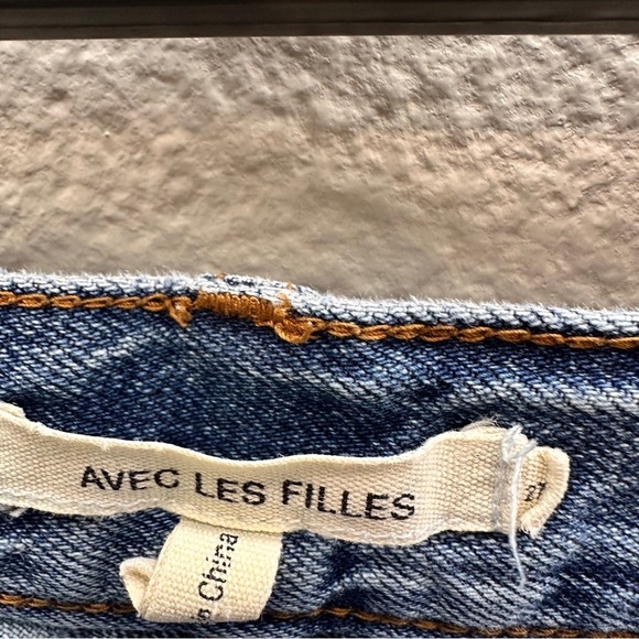 Avec Les Filles Jeans Size 27 Womens Blue Stylish Denim Distressed - Picture 3 of 6